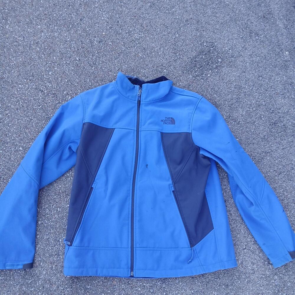 The North Face Jacket Mens Large Blue Softshell Fleece Lined Full Zip Outdoor